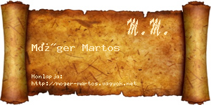 Móger Martos névjegykártya